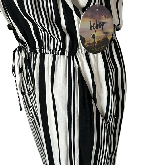 Bebop Black and White Striped Button Down Jumpsuit S - Picture 7 of 13